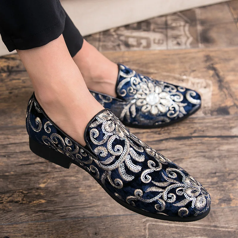Men Dress Shoes Flats Loafers Men Business Formal Shoes Fashion Nightclub Party Shoe Designer Male Embroidery Casual Boat