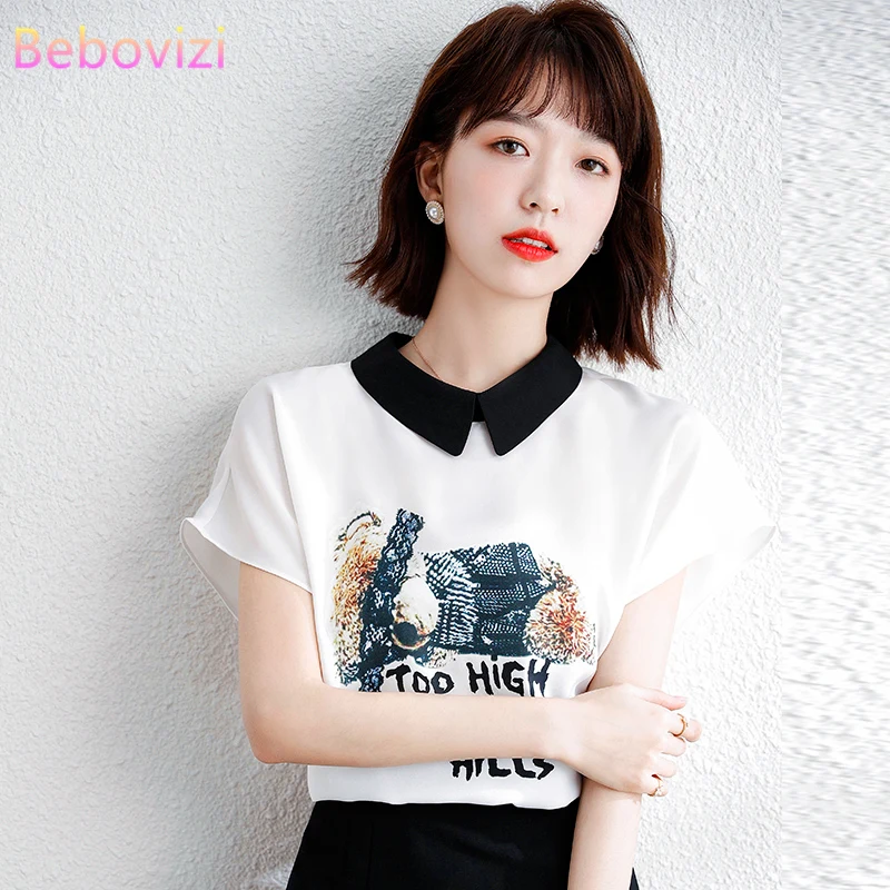 Korean Fashion Women Summer Casual Chiffon Workwear Business Tops Blouse  Shirts