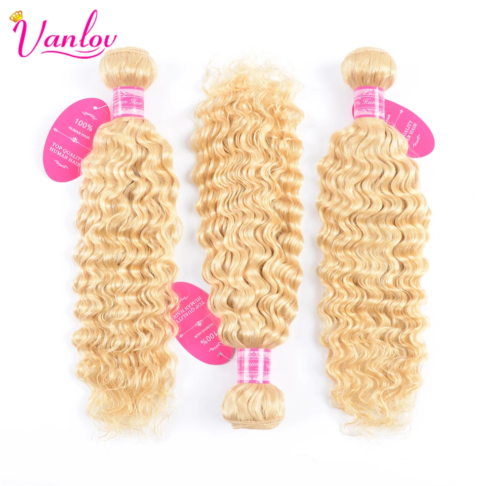 Vanlov Hair 613 человеческие волосы глубокие волнистые светлые пучки с фронтальными