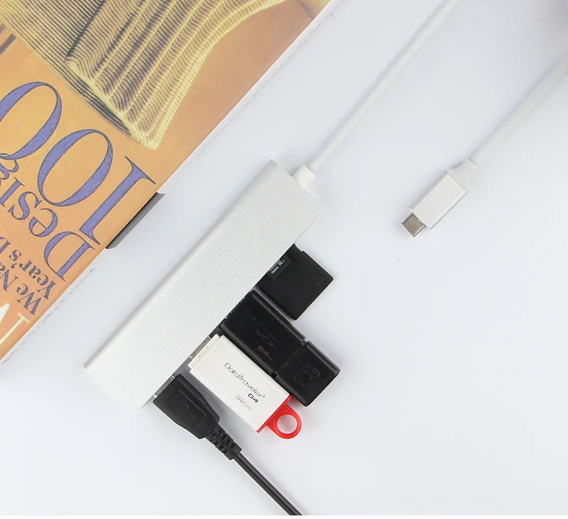 Алюминиевый USB C концентратор тип-c до 3 портов USB 3,0 концентратор TF кард-ридер конвертер кабель для ноутбука Macbook Тип C концентратор адаптер