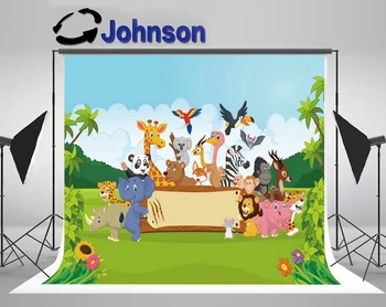 

Discount Jungle Safari Birthday Animal Baby shower backdrops High quality Computer print party backgrounds