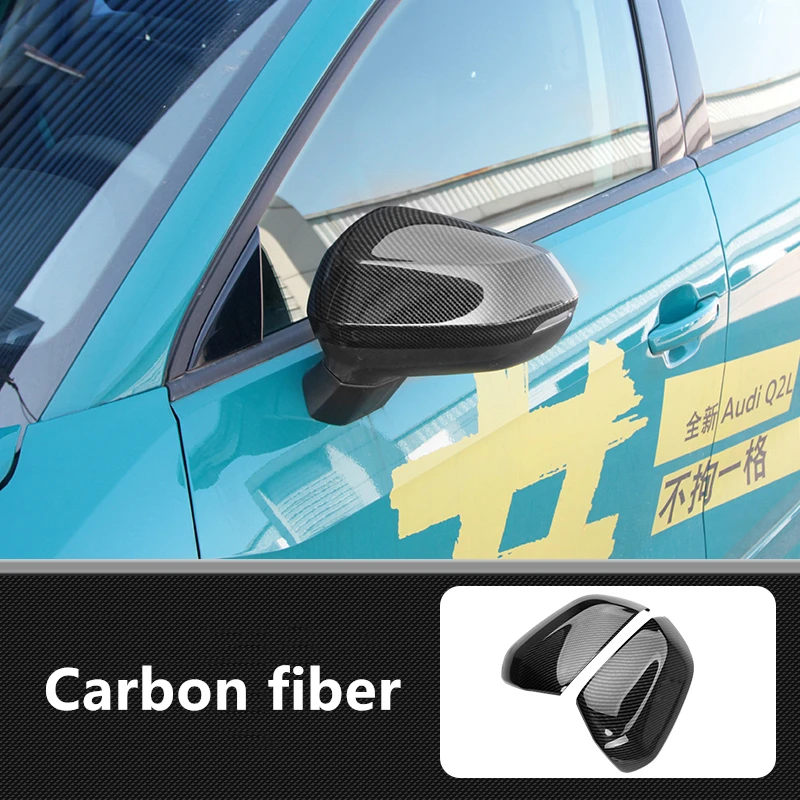 Carbon fiber 2 шт., автостайлинг, блестки, чехлы для Audi Q2-, зеркало заднего вида, отделка каркаса, ABS, внешние аксессуары - Название цвета: Carbon fiber