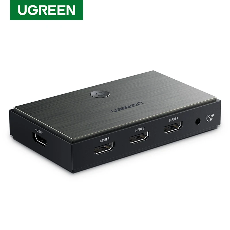 Skup Ugreen HDMI 2.0 przełącznik HDMI 3 porty 4K 60Hz 3X1 dla Mi Box PS4 przełącznik Nintendo PC 3 w 1 na 3 porty rozgałęźnik HDMI