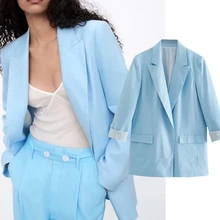 

Withered Women Blazers And Jackets Top Enlgand Office Lady Fashion Candy Color Solid Casual Linen Blazer Women Blazer Mujer 2021