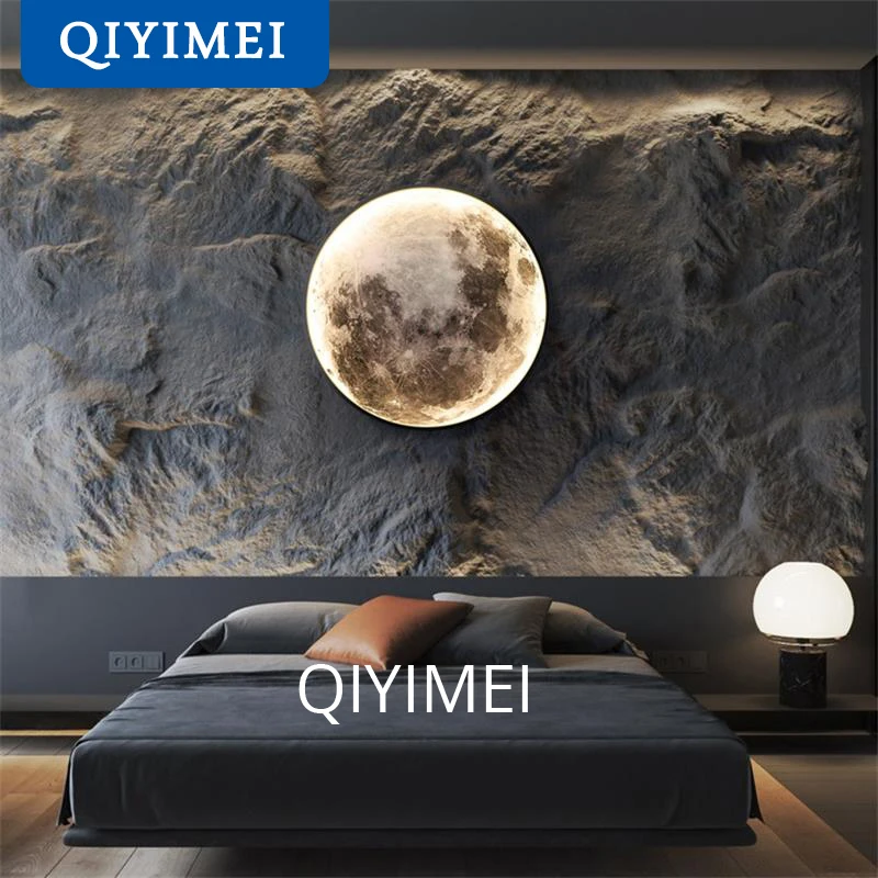 Modern-LED-Moon-Wall-Lamp-Minimalist-Mural-Indoor-Lighting-For-Bedroom ...