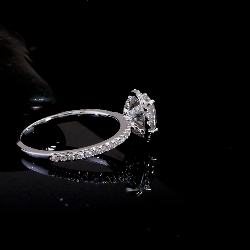 Кольцо из муассанита с бриллиантами AEAW, 18 К, розовое золото, 5x7 мм, 0.1ct, овальная огранка, Муассанит, обручальное кольцо, уникальный Муассанит, обручальные кольца