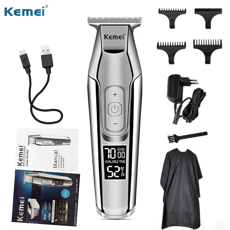 YDTKM5027withgift Kemei, профессиональная машинка для стрижки волос с ЖК-дисплеем, 0 мм, триммер для бороды, волос для мужчин, электрическая машинка для стрижки волос 4 - Цвет: YDTKM5027withgift