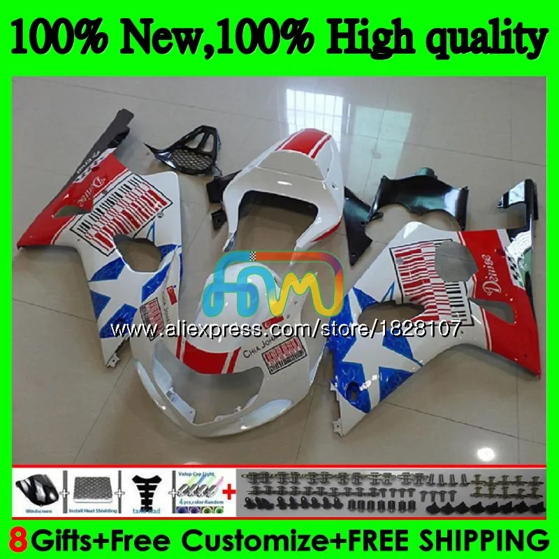 Корпус для SUZUKI GSXR 1000 GSX-R1000 GSXR1000 00 01 02 40BS.39 1000CC Blue stars GSXR-1000 K2 GSX R1000 2000 2001 2002 обтекатель