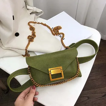 

Women Classic Fashion Lizard Pattern Multi-function Pocket Metal Lock Chain Light Outdoor Messenger Sports Bag Purse Handbags