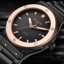 WLISTH Reloj de pulsera de cuarzo para hombre, resistente al agua, de lujo, con espejo Hardlex, luminoso, con calendario