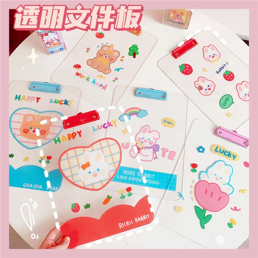 Kawaii Writing Board Clip A4 Backing Splint Acrylic Folder File Test Paper Drawing Korean Stationery | Багаж и сумки