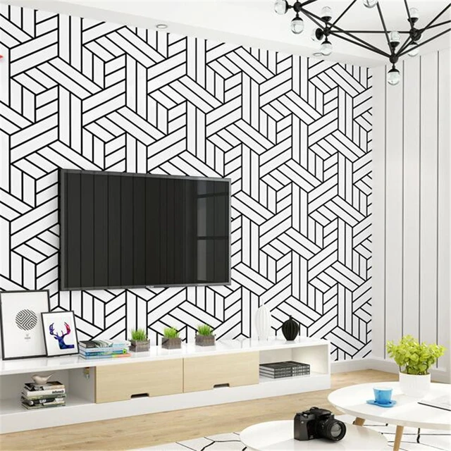 Papel de parede xadrez preto e branco, geométrico, moderno, minimalista, de  parede, quarto nórdico