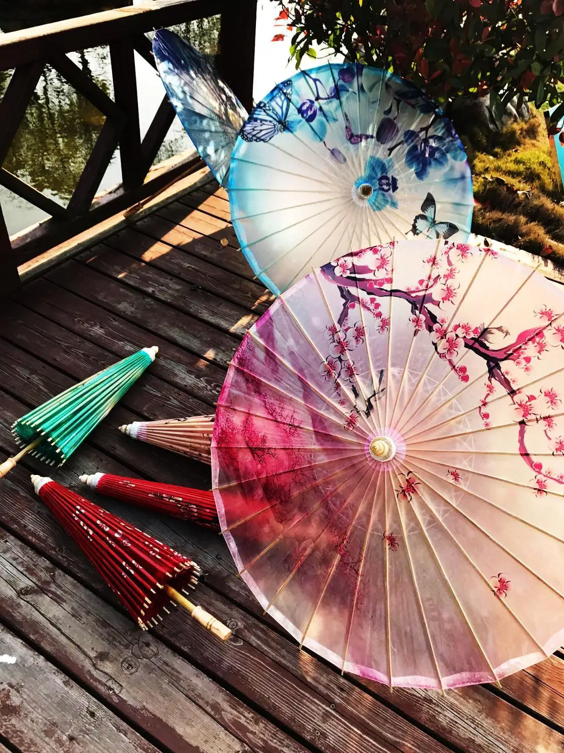 Смазанный бумажный зонтик складной деревянный дождь женский Декор прозрачный цветок китайский зонтик японский зонтик