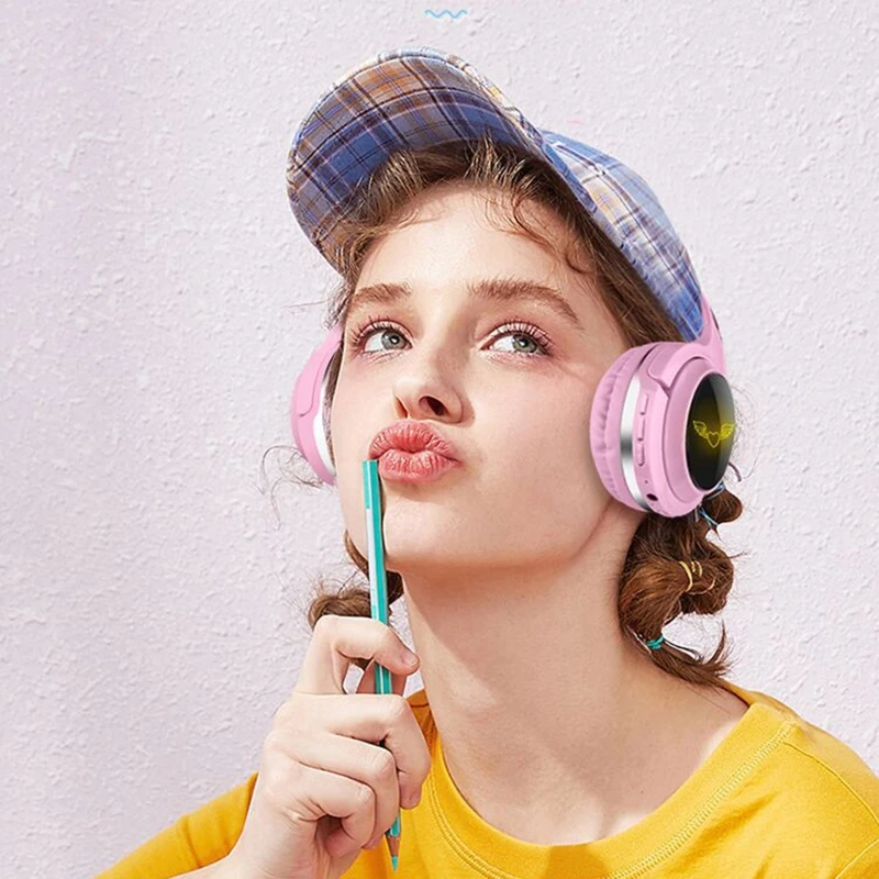 7 color LED Cartoon Wireless Bluetooth Headset Luminous Effect Headphones With Microphone Music Headphones Kids Gifts Youtuber