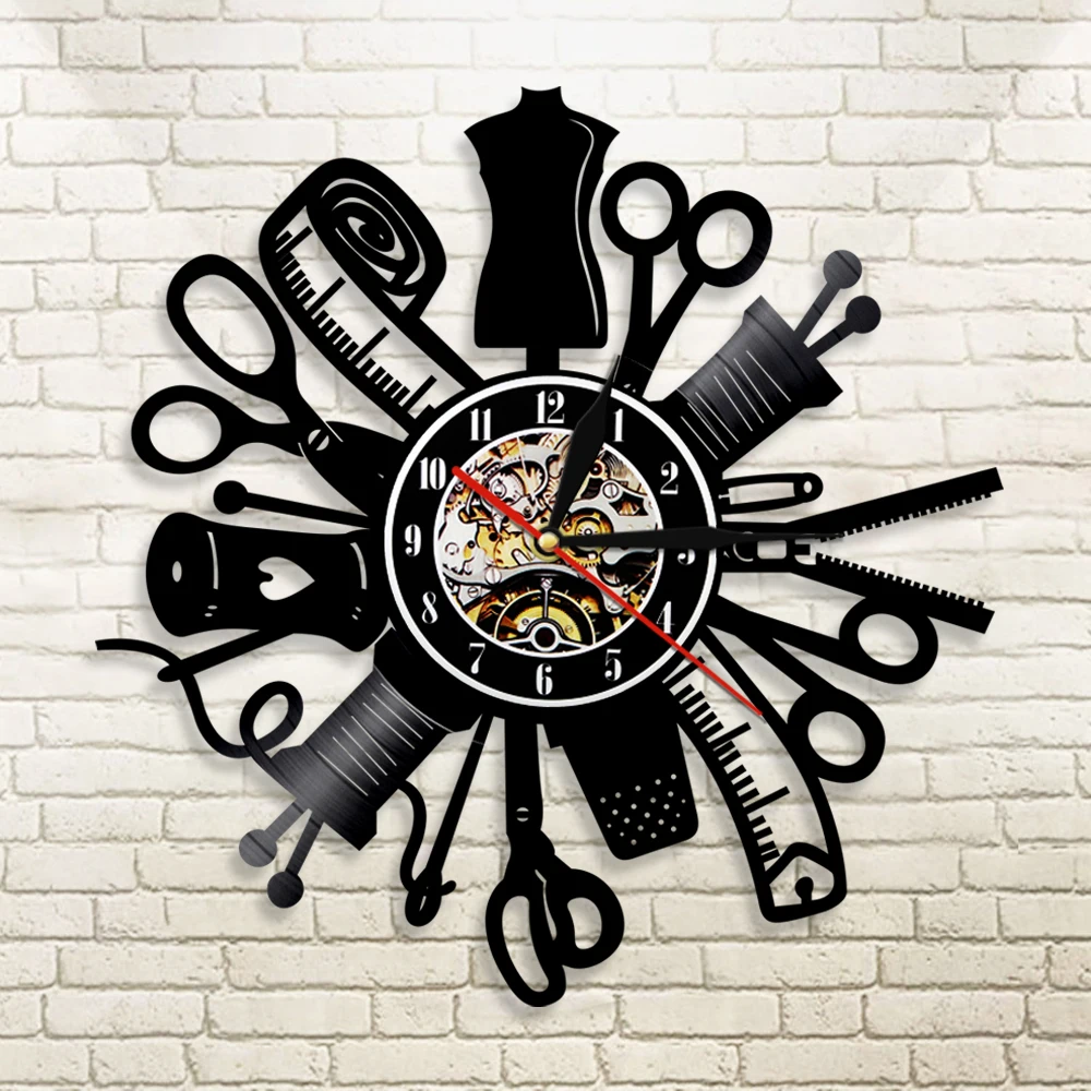 EVANEM 12 Inch Vinyl Clock Sewing Machine Tools Vinyl Record Wall Clock EVANEM 12 Inch Vinyl Clock Sewing Machine Tools Vinyl Record Wall Clock