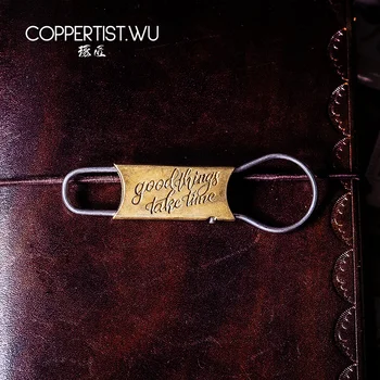 

COPPERTIST.WU Handmade Bronze Paper Clip Key Chain Original Design Cute Keychains Accessories Fashion Keyring Decoration 0615