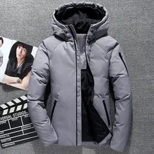 Зимняя новая мужская куртка, качественное теплое плотное пальто, Зимняя Красная черная парка, Мужская теплая верхняя одежда, модная мужская куртка-пуховик на белом утином пуху