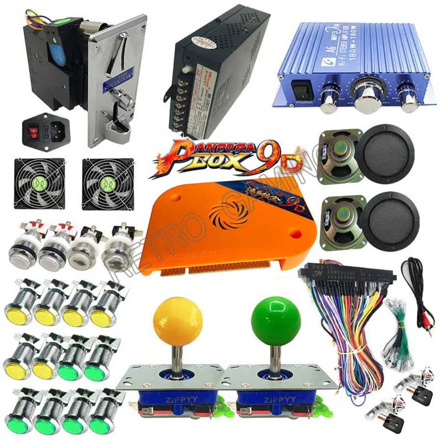 2 игрока DIY аркадный джойстик наборы с Пандора коробка 9D 2226 в 1+ 16 Светодиодный хромированные аркадные кнопки аркадная игра части набор