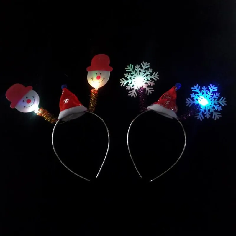 Fashion Light up Santa Claus Headband Snowflake Decorated Head Hoop Girls Hair Accessories Christmas Party Supplies