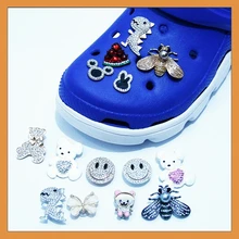 JIBZ – chaussures de bière en forme de crocodile, breloques de styliste, strass scintillants, cadeau pour fille, décoration, métal, abeille, sourire, accessoires 