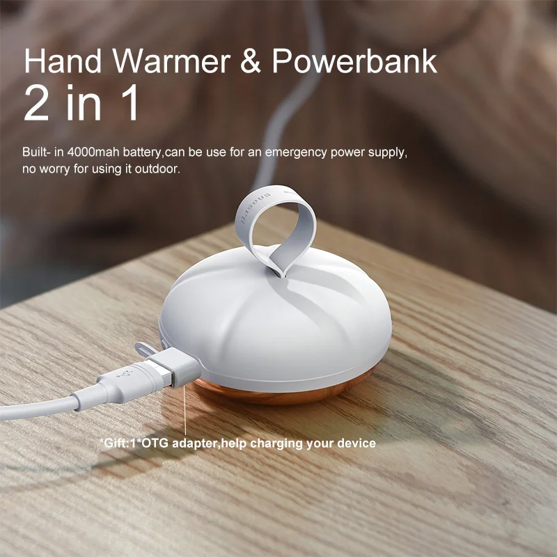 Baseus Hand Heater Rechargeable Electric Warmer USB Charging Pocket Mini 4000mah Power Bank Handy Heater Portable Heating Pad
