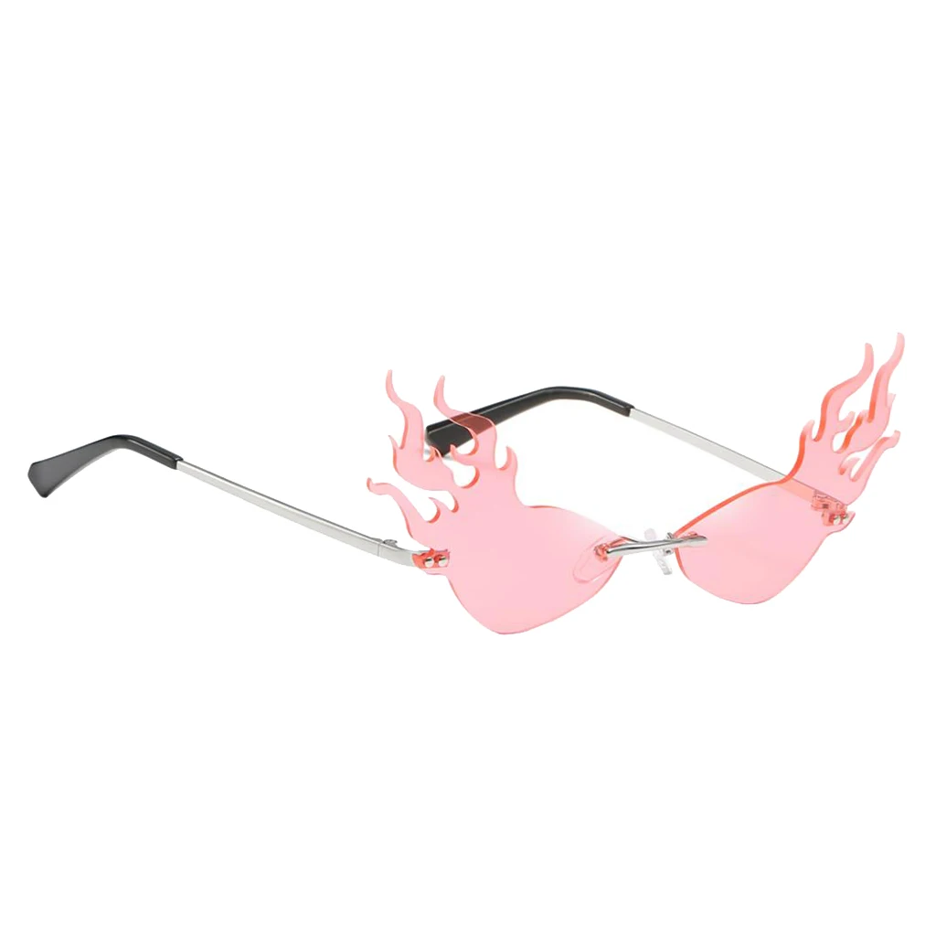 Womens Flame Sunglasses UV400 Sun Glasses Luxury Design Party Eyewear Streetwear Fire Flame Lens Rimless Wave Sun Glasses