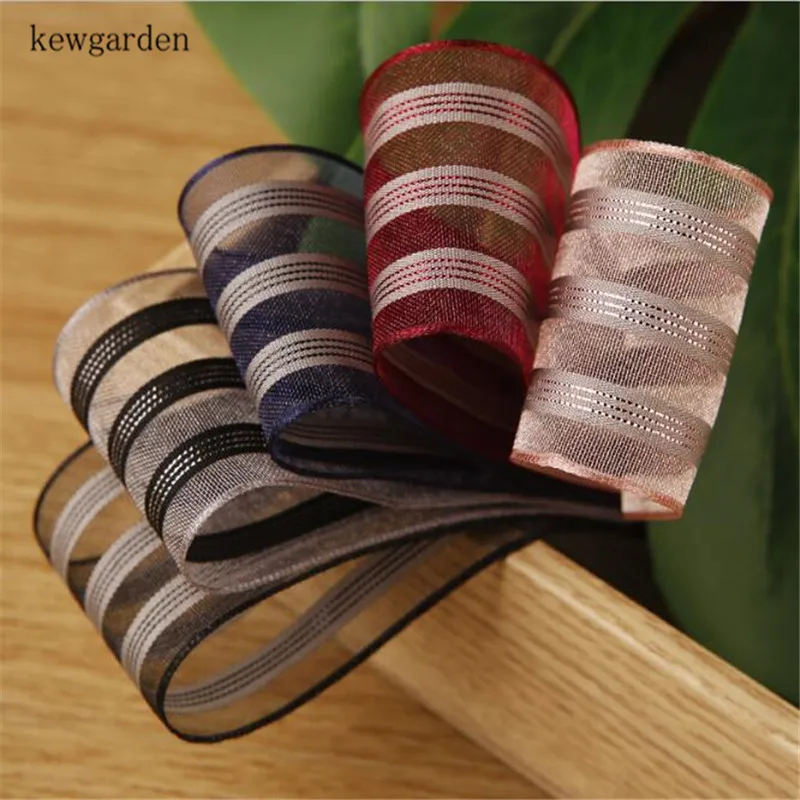 Светлая лента Kewgarden из органзы в полоску 1 дюйм 25 мм 5 дюйма 40 сделай сам цветы бант