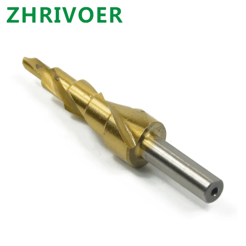 Triangular shank titanium plated spiral groove step drill platform step drill pagoda drill multifunctional bit 4-12