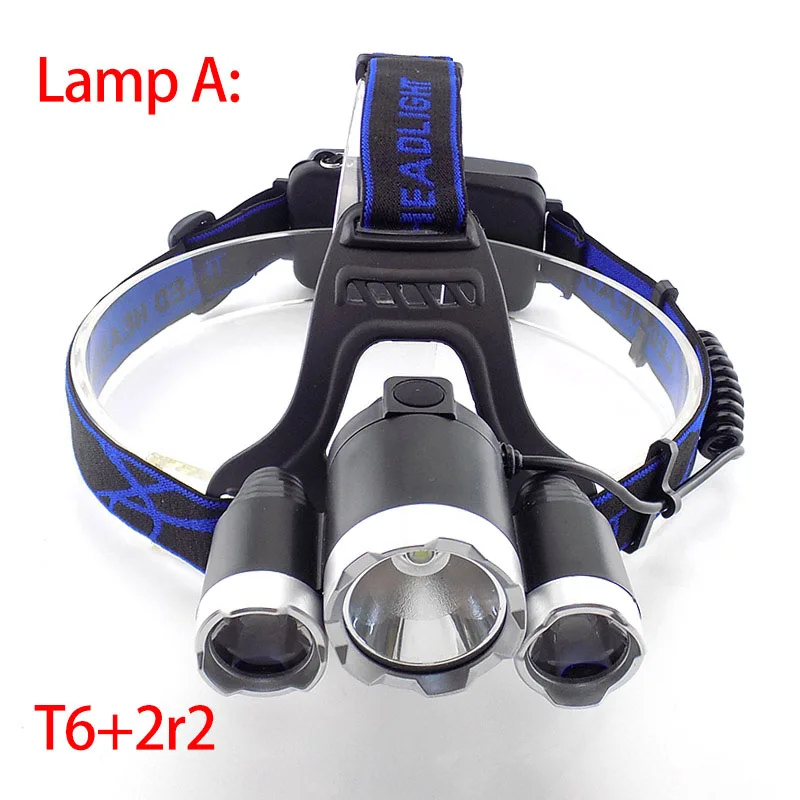 lamp A Высокомощный налобный фонарь 5 светодиодный T6/Q5 Головной фонарь фронтальный фонарь фара Lanterna hoofdlamp 18650 батарея Рыбалка - Испускаемый цвет: lamp A