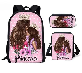

Girls Casual 3pcs Schoolbags Super Mom Print School Bags Harajuku Kawaii Backpack for Kids Orthopedic Rucksack Mochilas