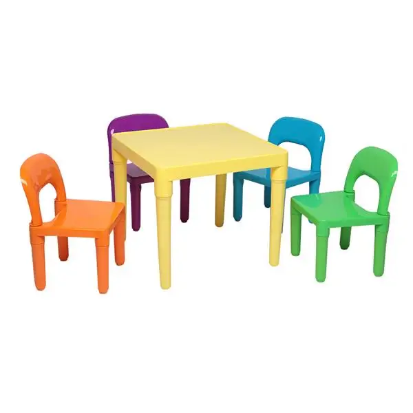 Plastic Table and Chair Set For Kids/Children Furniture Sets Dinner Kids Chair and Study Table Sets, 1x Table + 4x Chairs Plastic Table and Chair Set For Kids/Children Furniture Sets Dinner Kids Chair and Study Table Sets, 1x Table + 4x Chairs