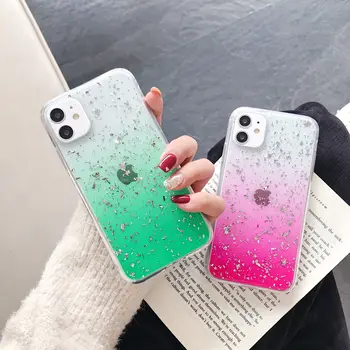 

Luxury Gradient Glitter Sliver Foil Phone Case For iPhone 11 Pro XS Max X XS XR 8 7 Plus Shiny Transparent Soft Epoxy Back Cover