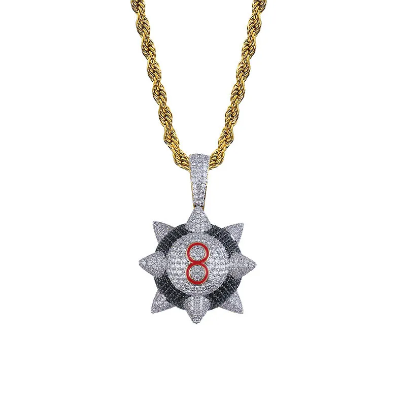 Раппер Iced out Trippieredd inspike 8-бильярдный шар кулон ожерелье хип хоп ювелирные изделия мужские подарок