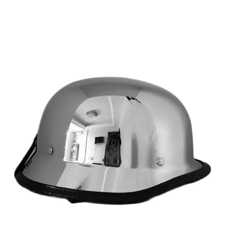 Motorcycle Helmet German Leather Style Pilot Motorcycle Open Face Retro Half Helmet Cruise Chopper Biker Pilot DOT S