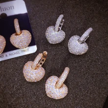 Модные кубические циркониевые серьги-гвоздики в форме сердца, маленькие серьги, ювелирные изделия на каждый день, аксессуары для офисных леди