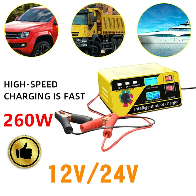 Chargeur de batterie de voiture professionnel, 12V, 24V, 20A, chargeur de  batterie automatique, camionnette, bateau, camion, tracteur, caravane, 260W  - AliExpress