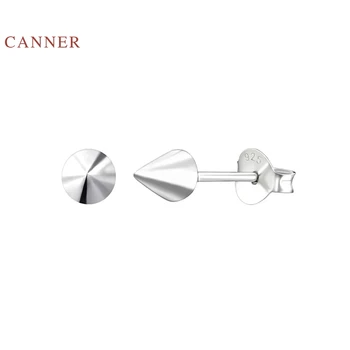 

CANNER Real 925 Sterling Silver Earrings For Women Mini Rivets Stud Earrings Zircon Diamond Korean Gold Jewelry Brincos