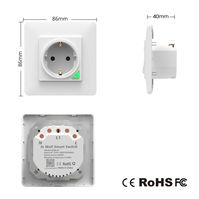 2/4 шт., европейская настенная розетка, 16А, wifi, в стене, умная розетка синхронизации, tuya, умный выключатель питания, настенная розетка, SCS86-03AJAI, поддержка alexa