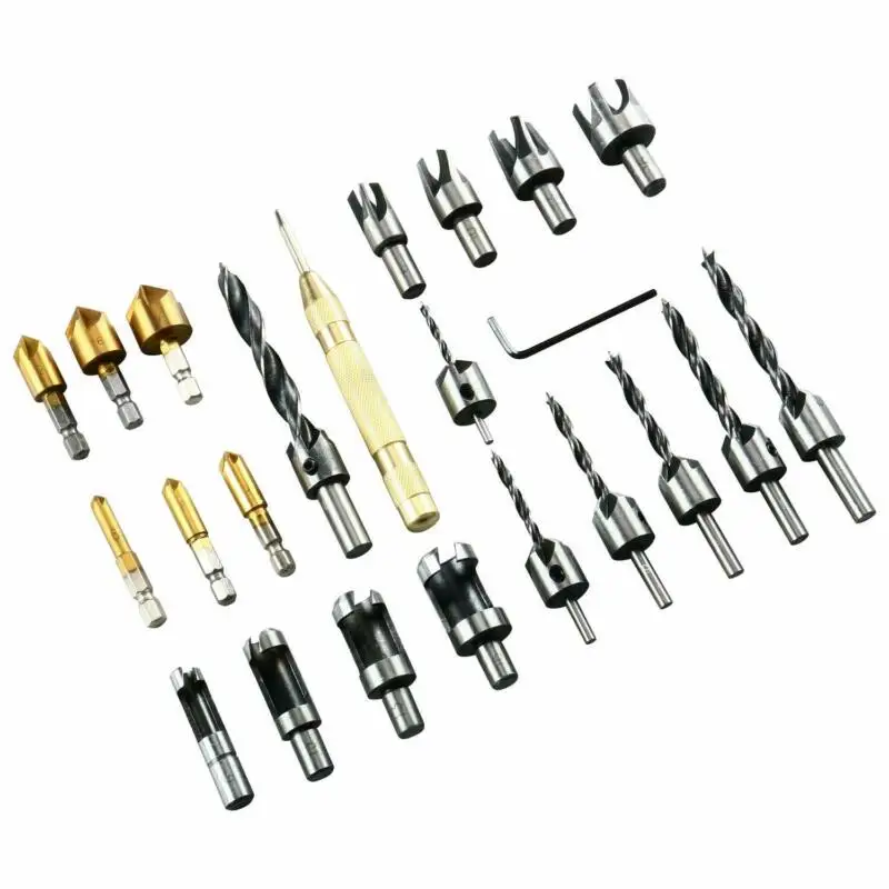 

23Pcs/set Countersink Drill Bit Set Screw Woodworking Chamfer Tool Drilling Set