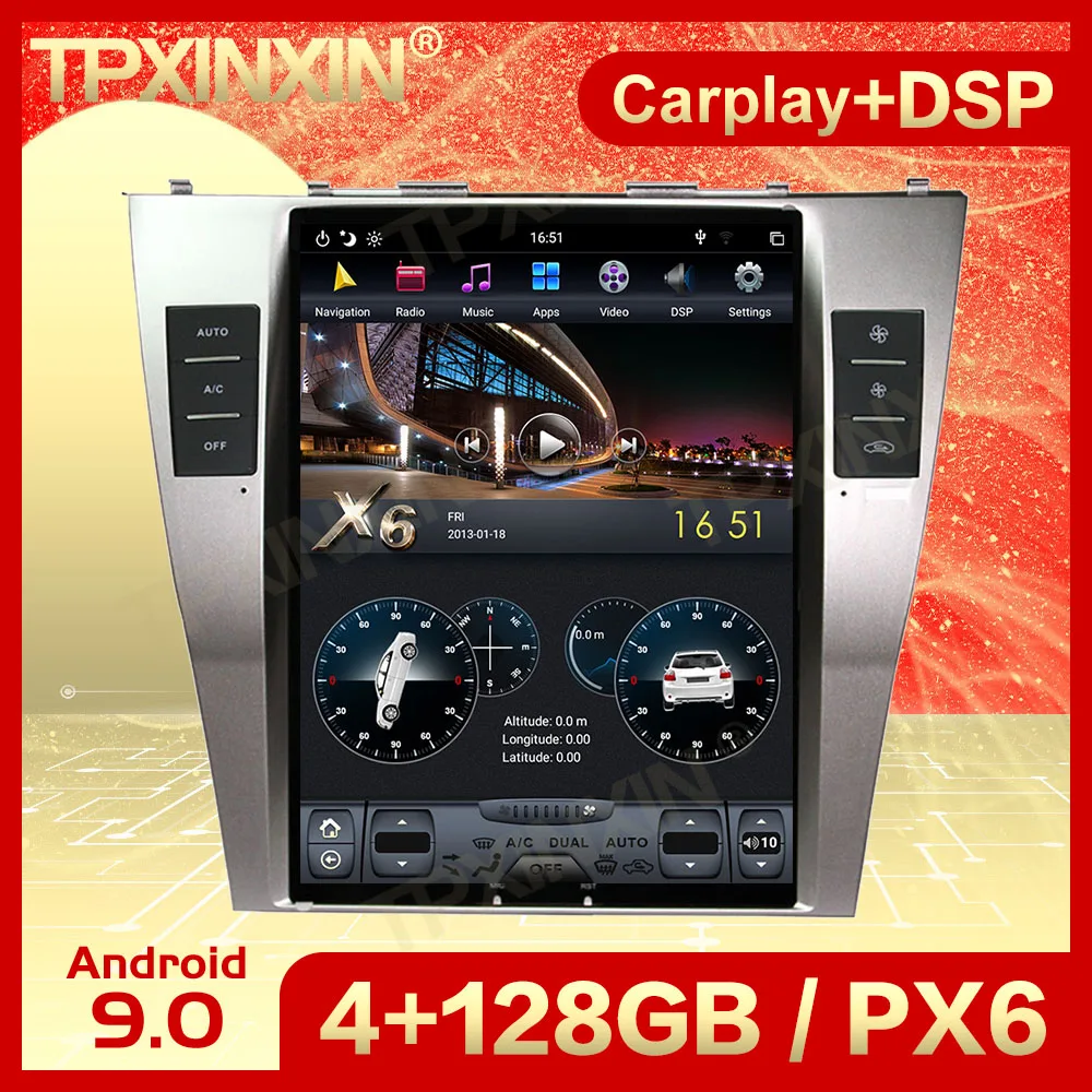 Carplay 2 Din Android 9 Tesla Multimedia Stereo For Toyota Camry 2007 2008 2009 2010 2011 GPS BT Radio Receiver Player Head Unit