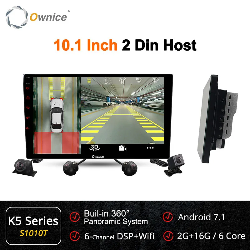 10.1 Inch 2 Din Host Ownice K5 2 Din Универсальный Android 360 панорамный бесшовный 4-канальный видеорегистратор AHD камера автомобильный Радио DVD gps навигационный головное устройство с DSP - Цвет: 10.1 Inch 2 Din Host