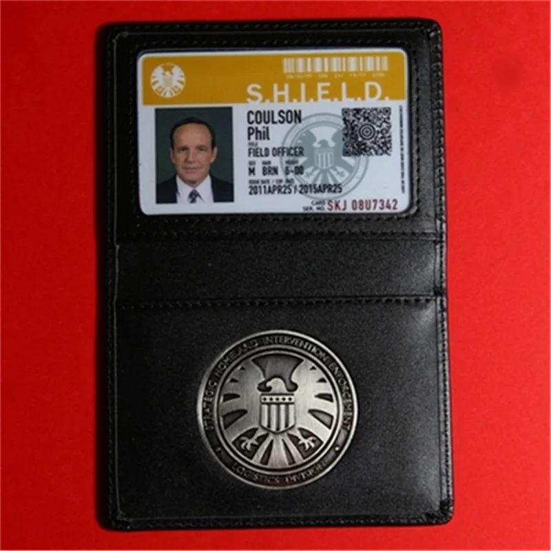 Агенты Shield s.h.i.e.l D. Металлический Щит значок Pin& ID карты подлинный кожаный чехол кошелек 1:1 мужской подарок косплей реквизит