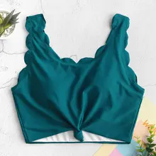 ZAFUL узлом подол бикини с резными краями Топ