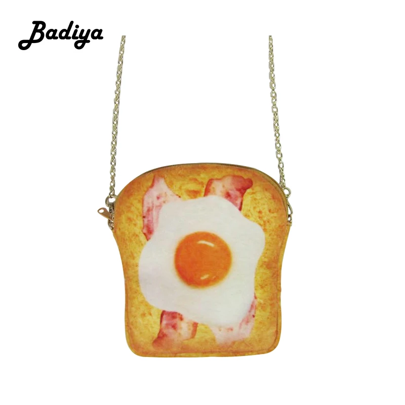 

Cute Plush Women Shoulder Bag Poached Egg Toast Bread Shape Chain Crossbody Bag Phone Coin Card Purse Ladies Messenger Bag