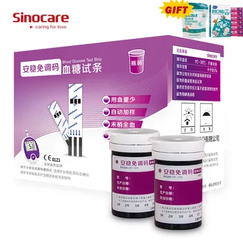 

50Pcs Sinocare Anwen No Code Blood Glucose Test Strips&Lancets Needles only for Sinocare Anwen Blood Glucose Meter No Code