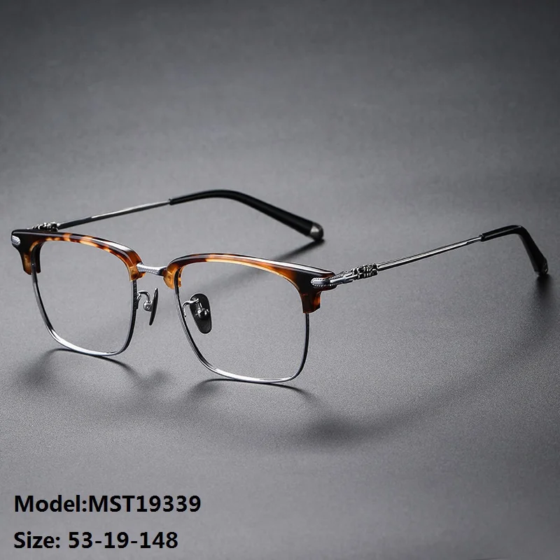Pure Titanium Glasses Frame Retro Square Men Prescription Eyeglasses