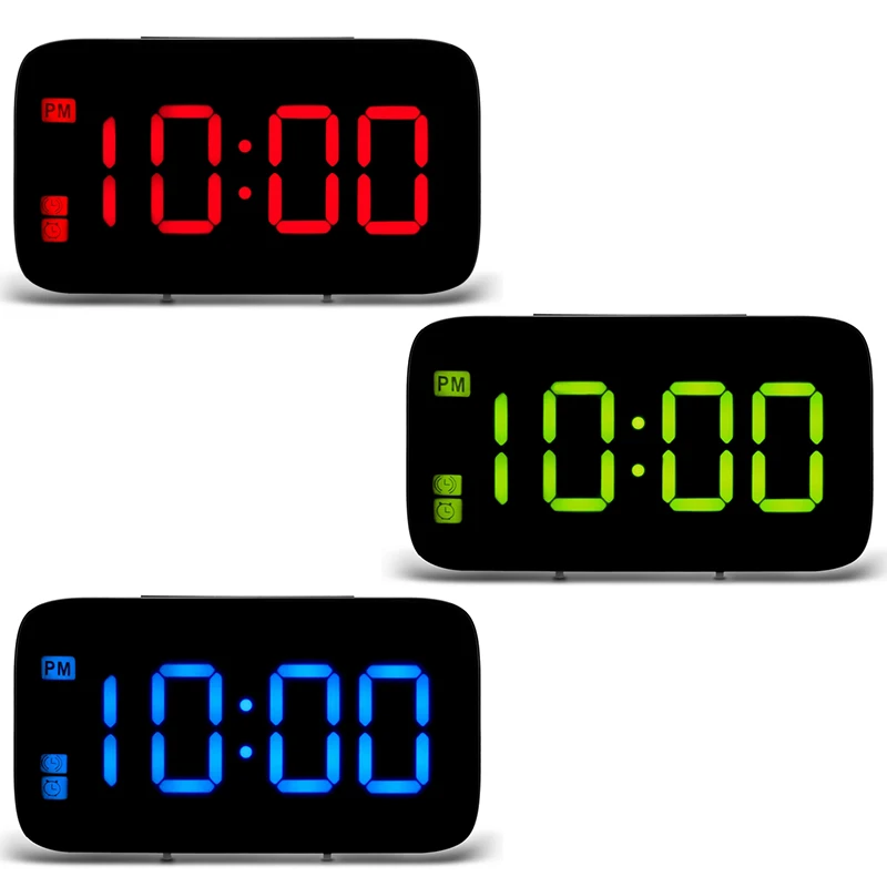 

Led Digital Alarm Snooze Clock Voice Control Time Display Large 5Inch Sn