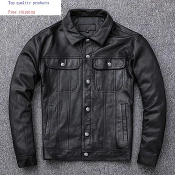 

Genuine Leather Jacket Men Spring Autumn 100% Goatskin Leather Coat Short Motorcycle Leather Jackets Cuero Genuino