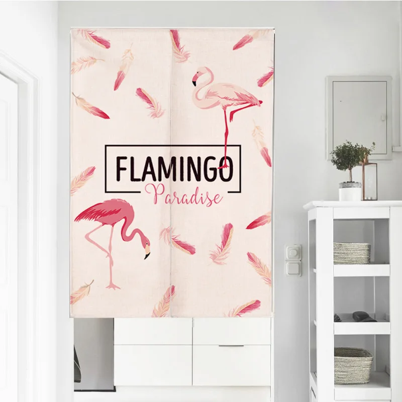 

Creative Flamingo Door Curtain Fabric Half Curtain Bedroom Living Room Partition Curtain Bathroom Kitchen Occlusion Cloth Curtai