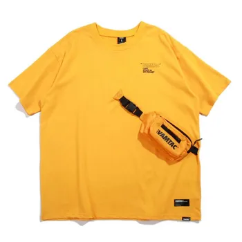 

NAGRI Front Pockets Bag Tshirts Streetwear Men 2019 Summer Hip Hop Casual Swag Tops Tees Male Harajuku Short Sleeve T Shirts